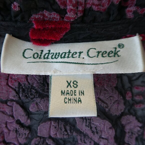 Vintage 90s Y2K Coldwater Creek Sheer VeLVeT BuRNouT Blouse Ruffles Whimsygoth - Picture 12 of 14